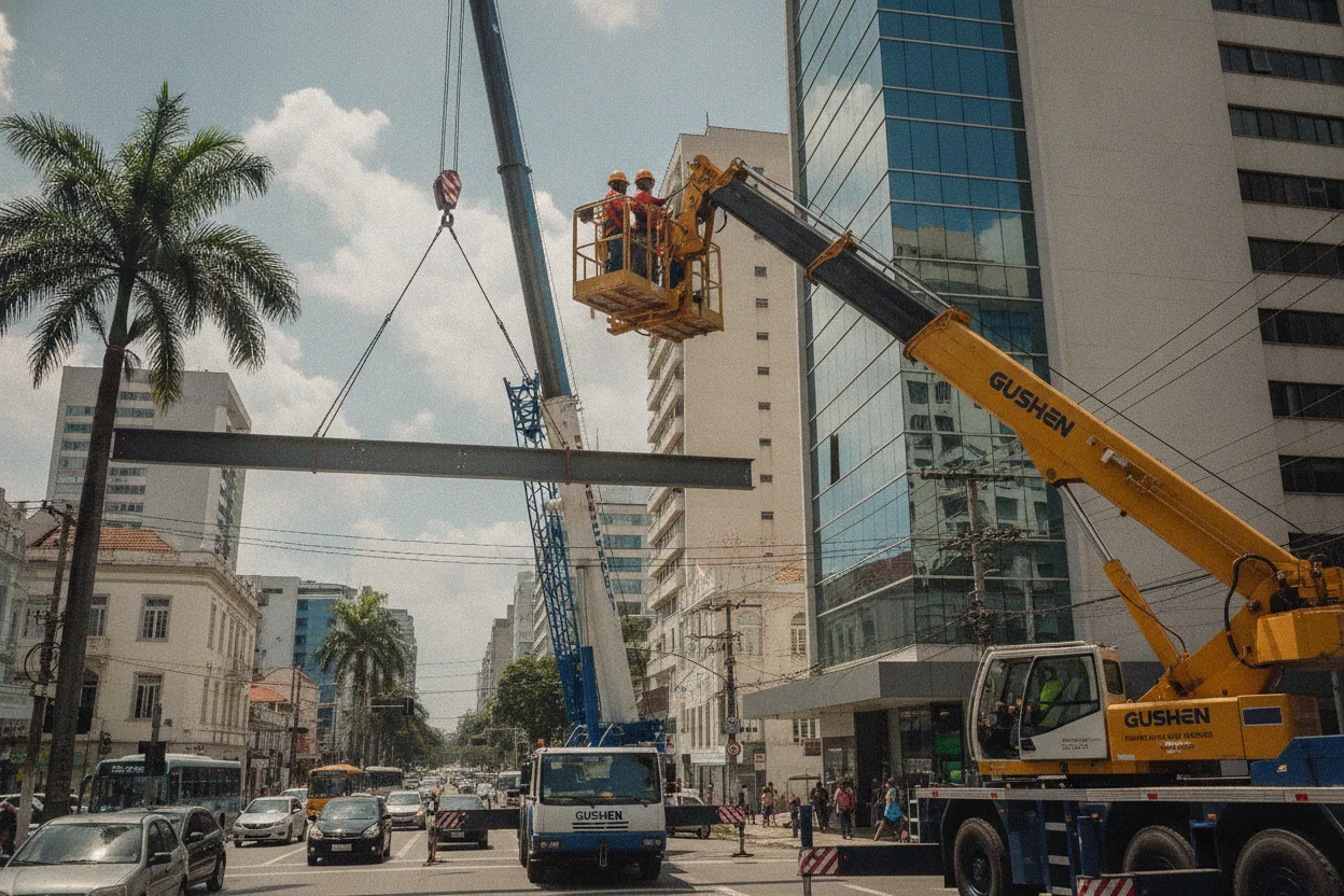 Munck ou guindaste: aluguel de caminhão munck em altura urbana